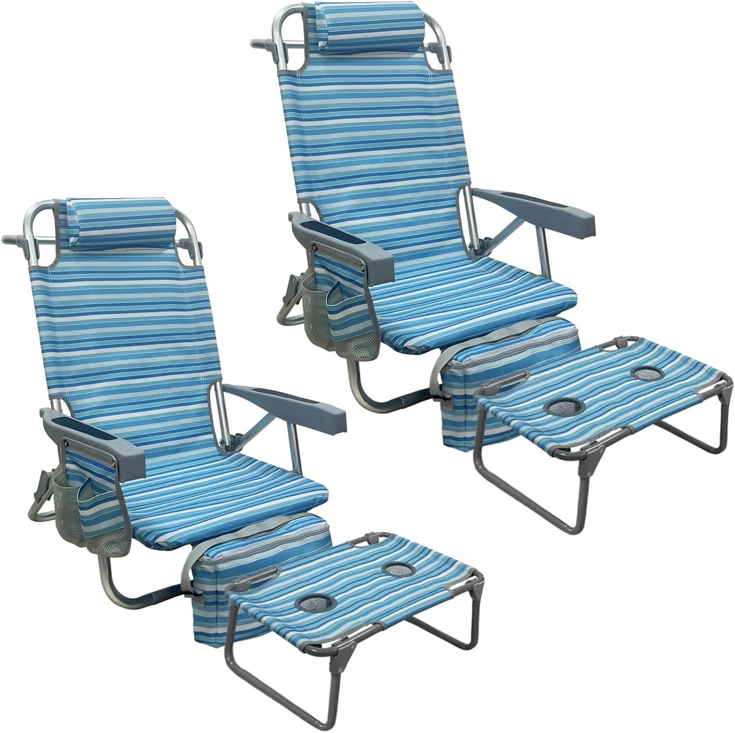 Backpack Beach Chair with Insulated Cooler Bag and Table Set