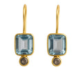 Blue Topaz and Smoky Quartz Gold Plated Sterling Silver Drop Earrings