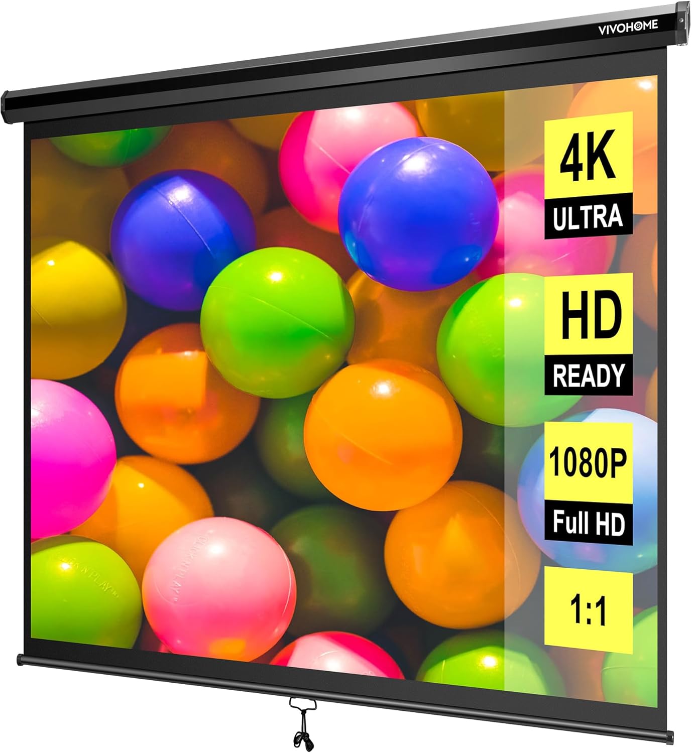 VIVOHOME 120 Inch HD Retractable Projector Screen