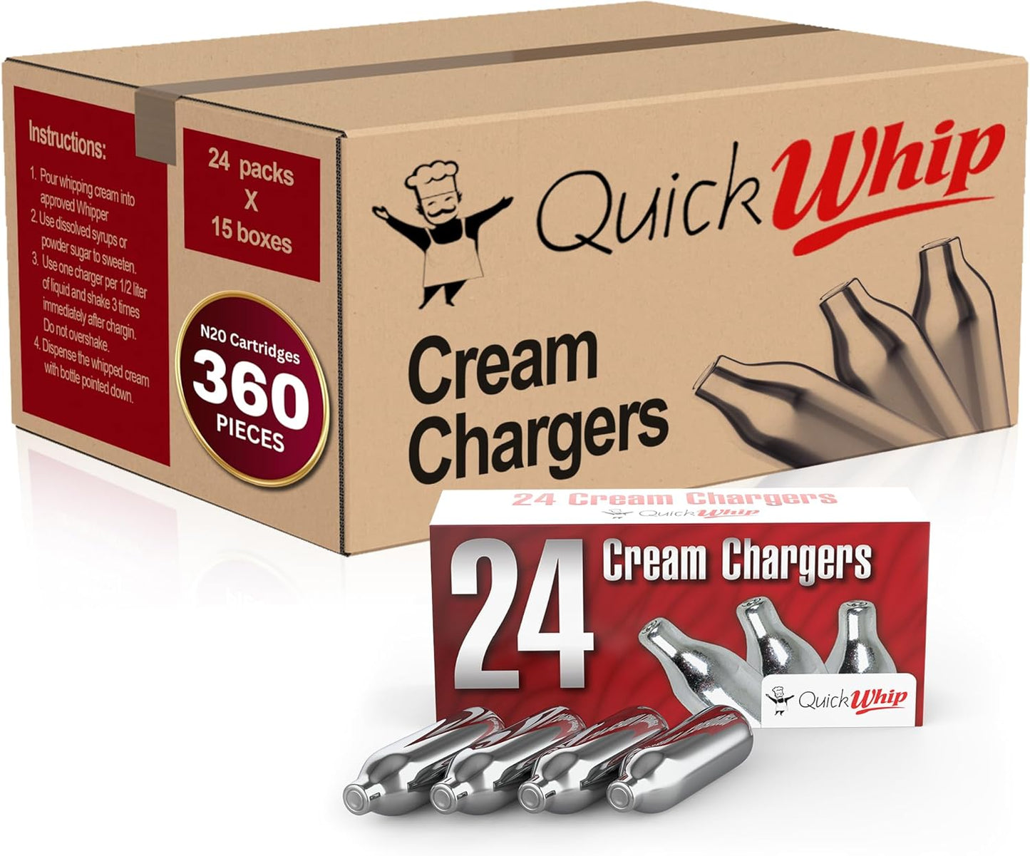 QuickWhip Premium N2O Chargers - Bulk Pack 360