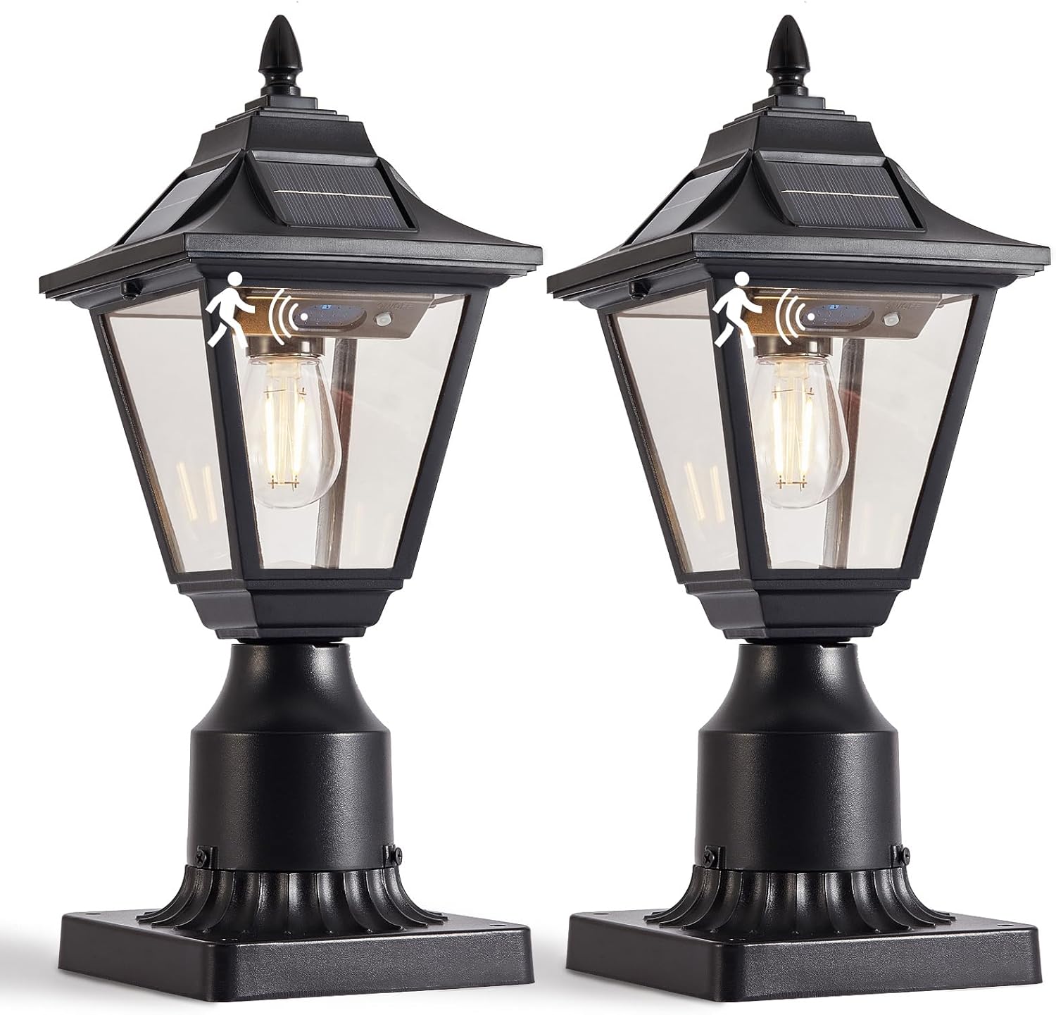 2 Pack Solar Post Lights with Motion Sensor for Outdoor Use
