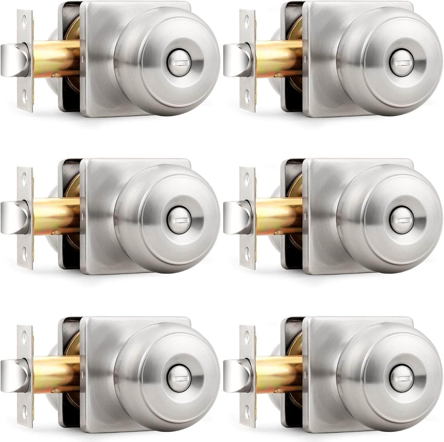 Probrico Brushed Nickel Square Door Knobs for Privacy Needs