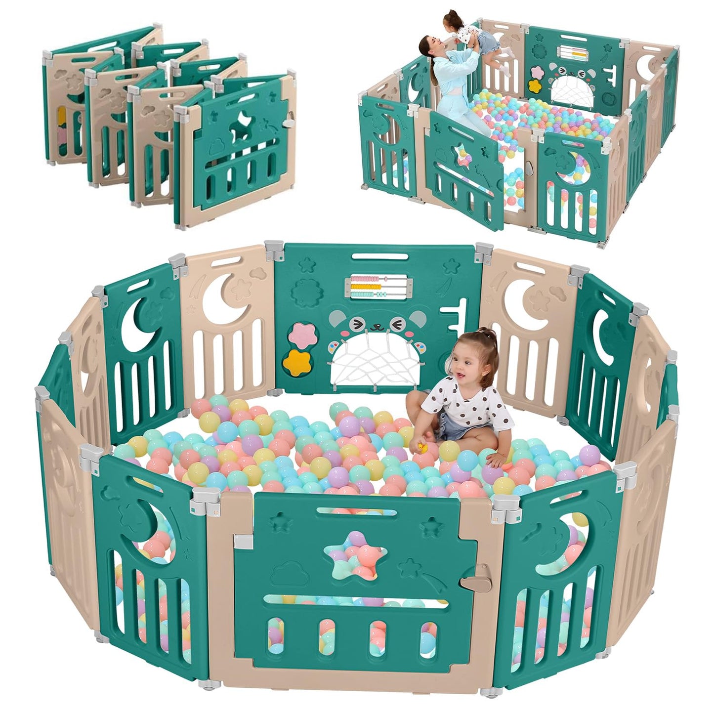 Baby Playpen for Toddlers - Adjustable 14-Panel Playard