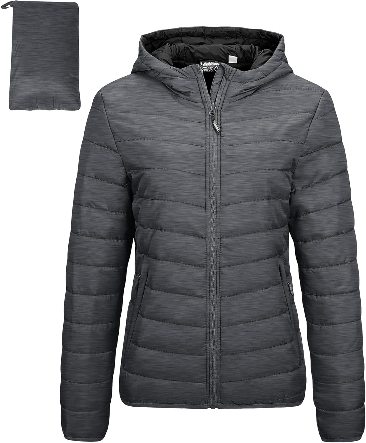 Outdoor Ventures Women's Packable Lightweight Full-Zip Puffer Jacket