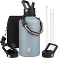 Half Gallon Insulated Water Bottle with Straw 64 oz - Storm Blue