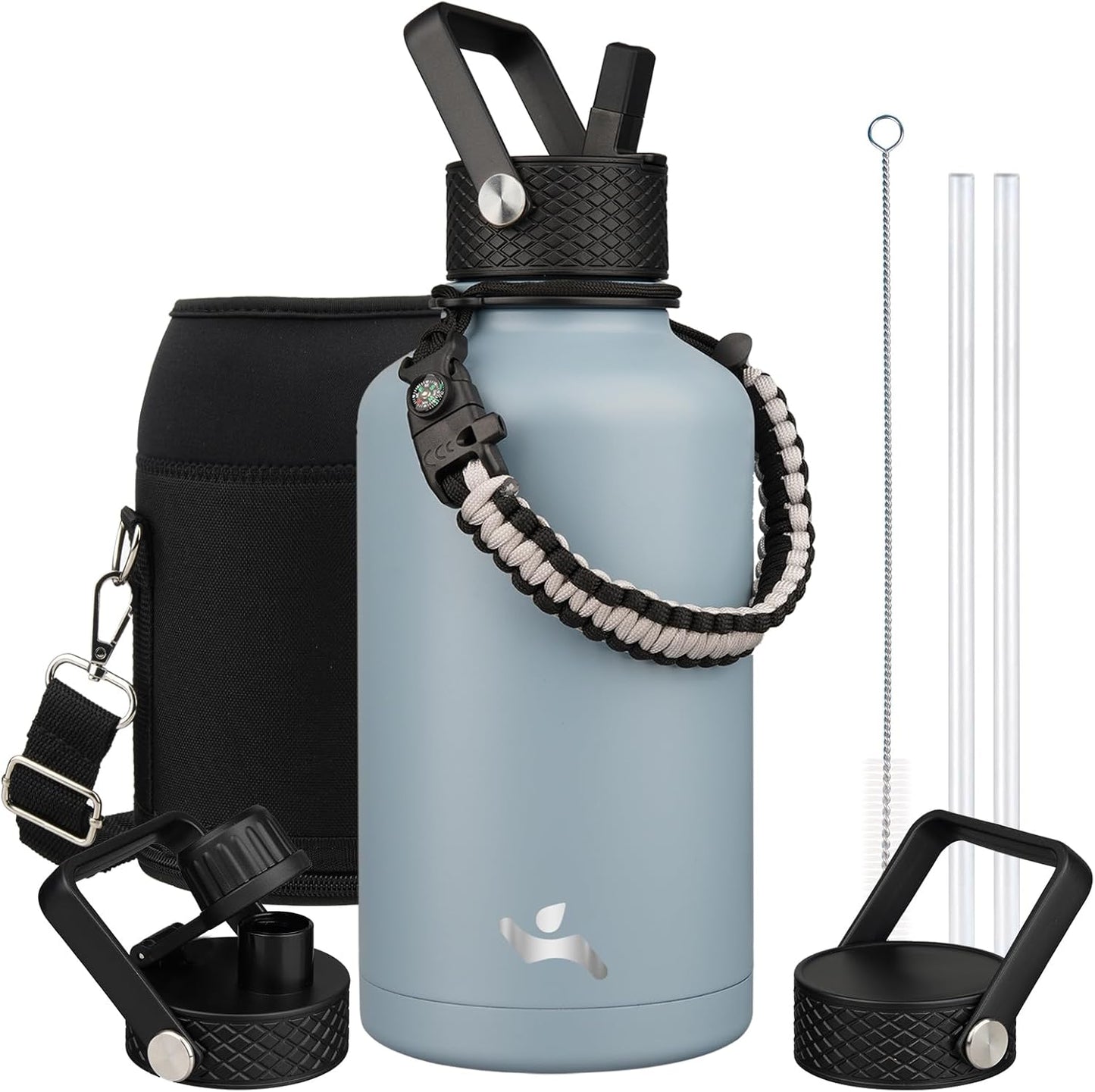 Half Gallon Insulated Water Bottle with Straw for Hydration