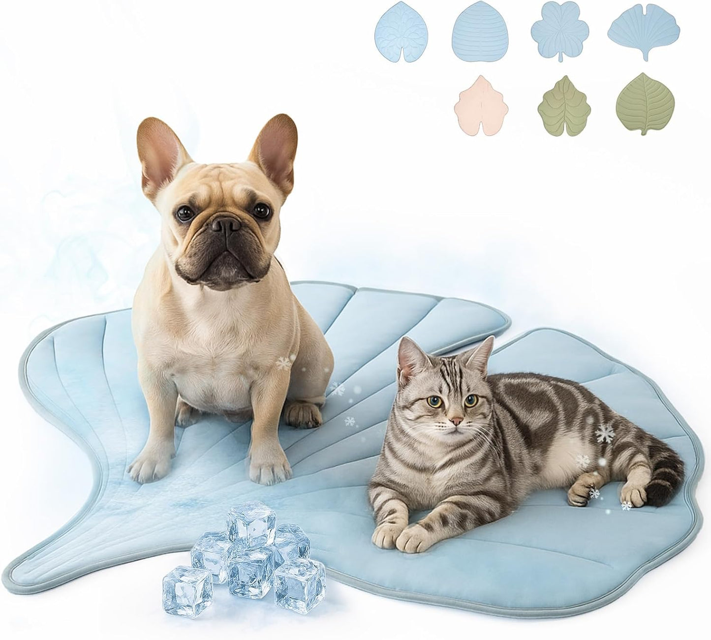 Dog Cooling Mat - Large Leaf Shaped, Washable, Non-Slip Pad