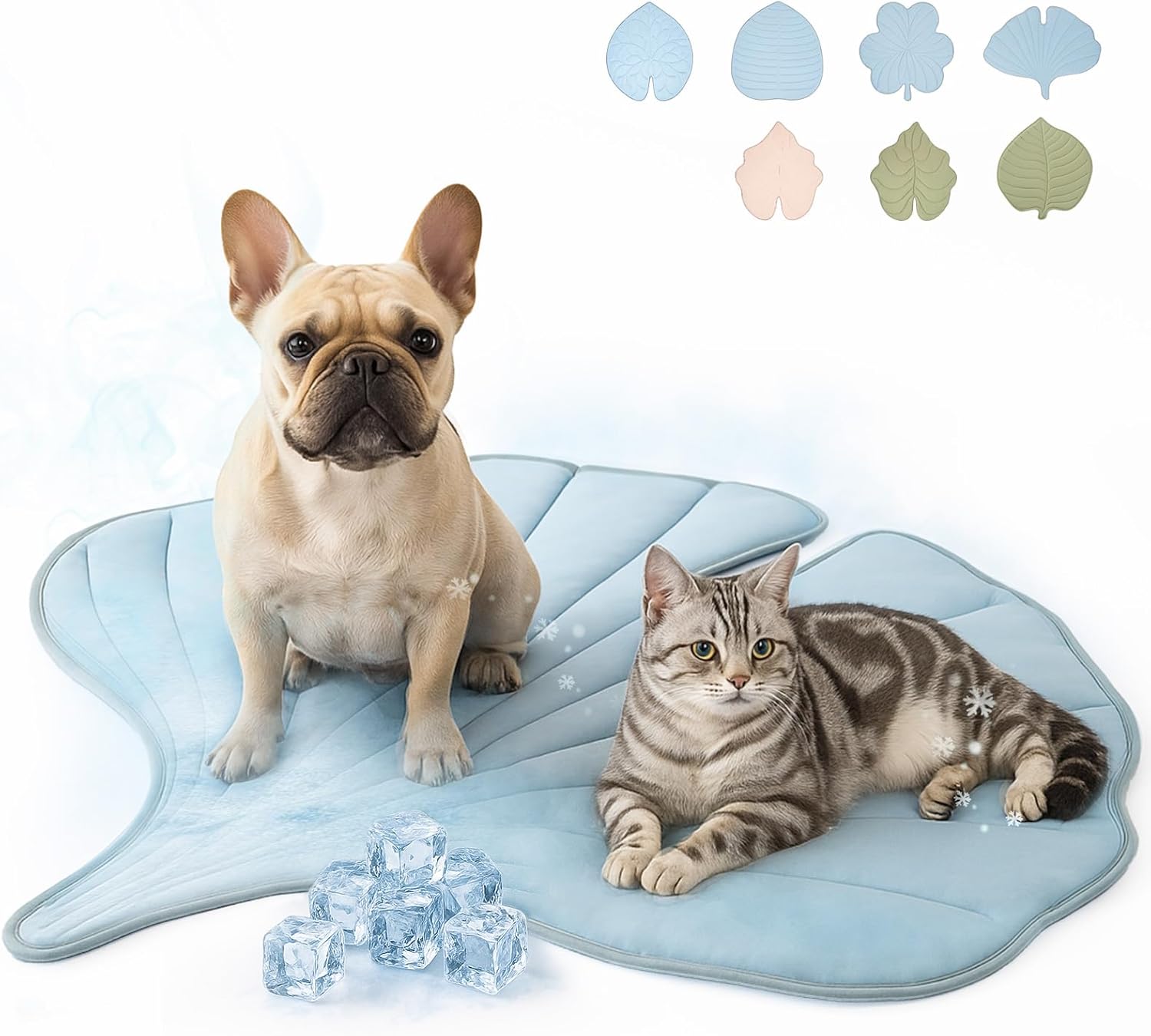 Dog Cooling Mat - Large Leaf Shaped, Washable, Non-Slip Pad
