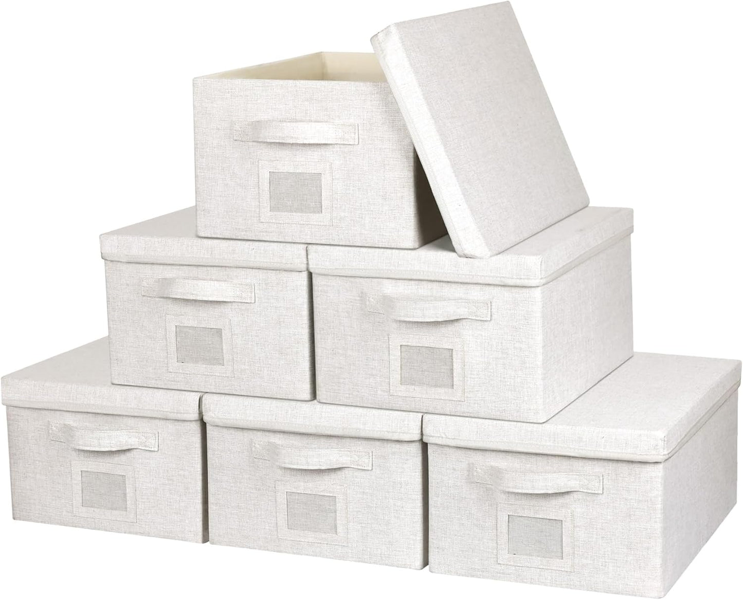 Large Collapsible Stackable Storage Bins with Lids for Organizing