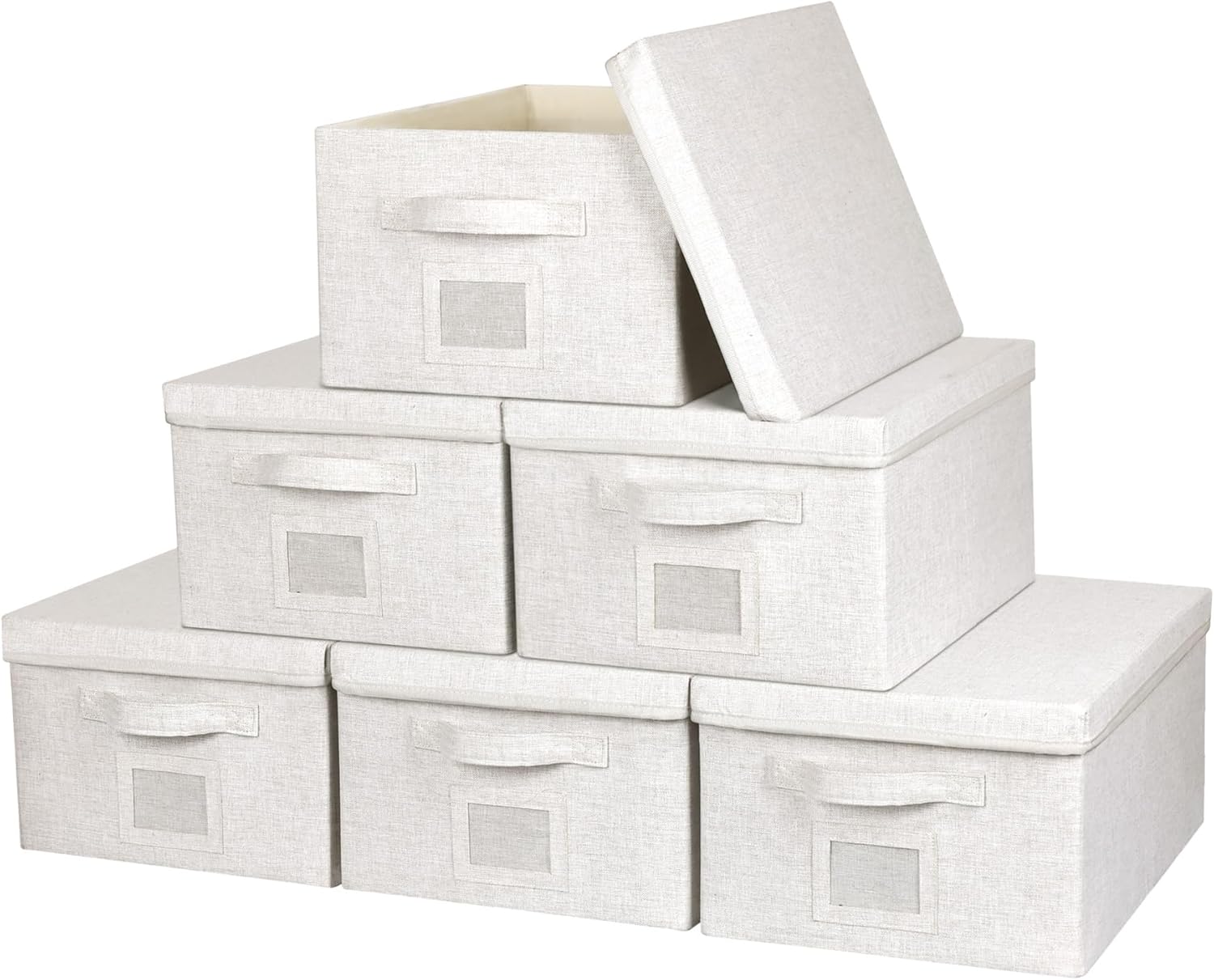 Large Collapsible Stackable Storage Bins with Lids for Organizing