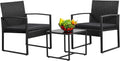 Wicker 3 Piece Bistro Set with Coffee Table - Compact Outdoor Fashion