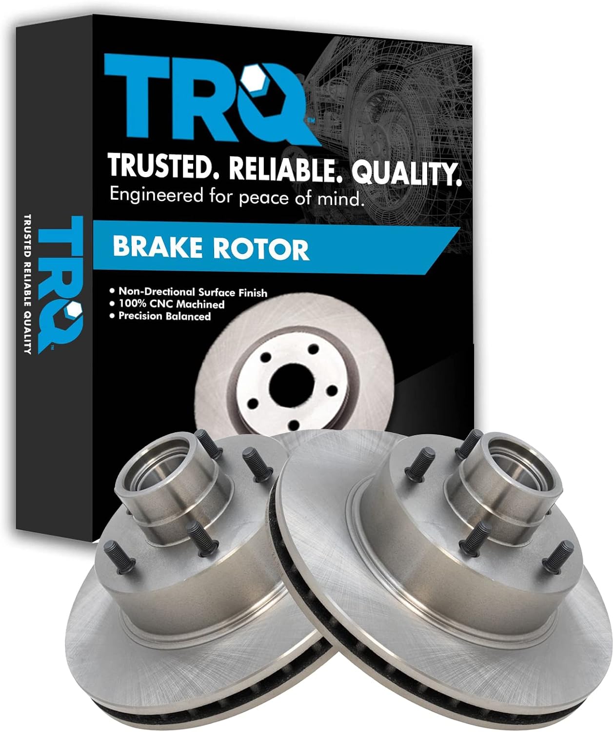 TRQ Front Disc Brake Rotor Kit for GM Vehicles - Set of 2