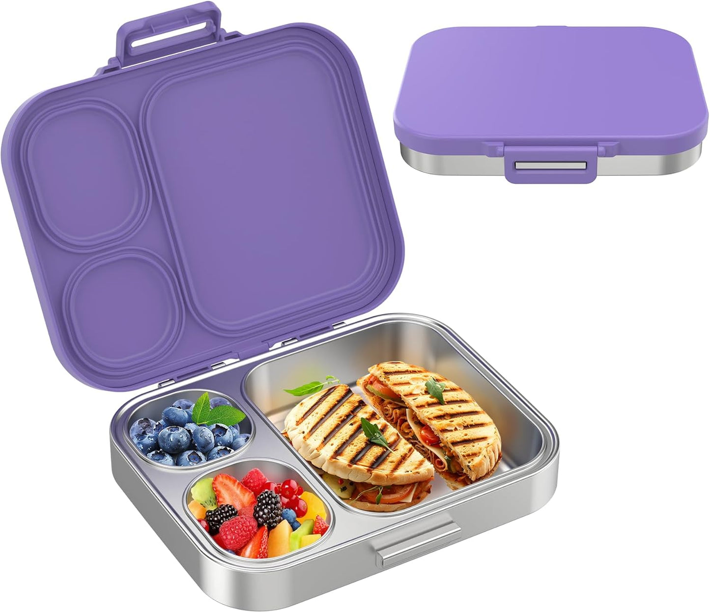 Stainless Steel Bento Lunch Box for Kids - 3 Compartment Design