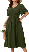 RWJ Women's Plus Size Maxi Dress V Neck Swiss Dot - Flowy Summer Fit