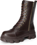Women's Combat Boots Mid Calf Lace Up - Chunky Platform Lug Sole