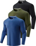 3 Pack Mens Dry Fit Long Sleeve T Shirts for Active Wear - Lightweight