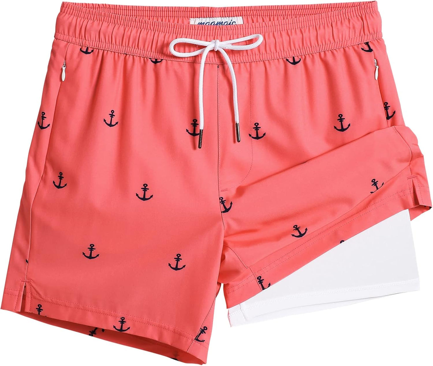maamgic Mens Swim Trunks with Compression Liner for Comfort