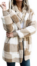 Women's Fuzzy Hooded Cardigan Fleece Jacket - Oversized Cozy Fit