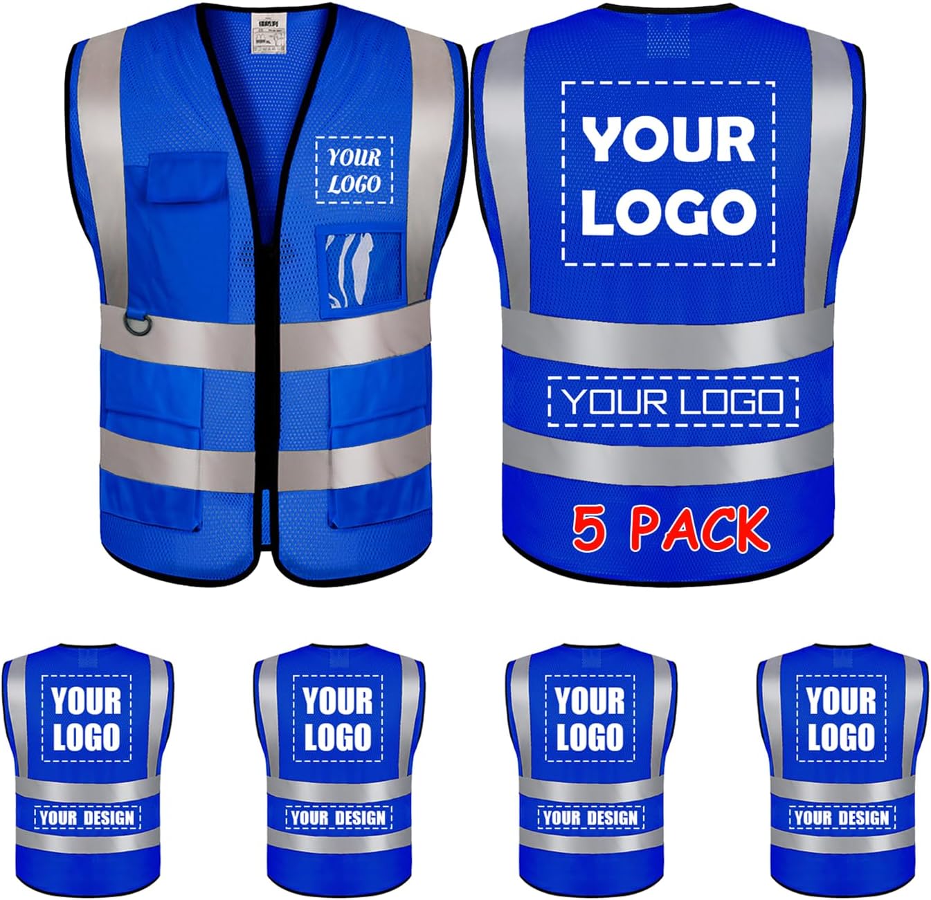 High Visibility Reflective Safety Vest with Custom Logo Options
