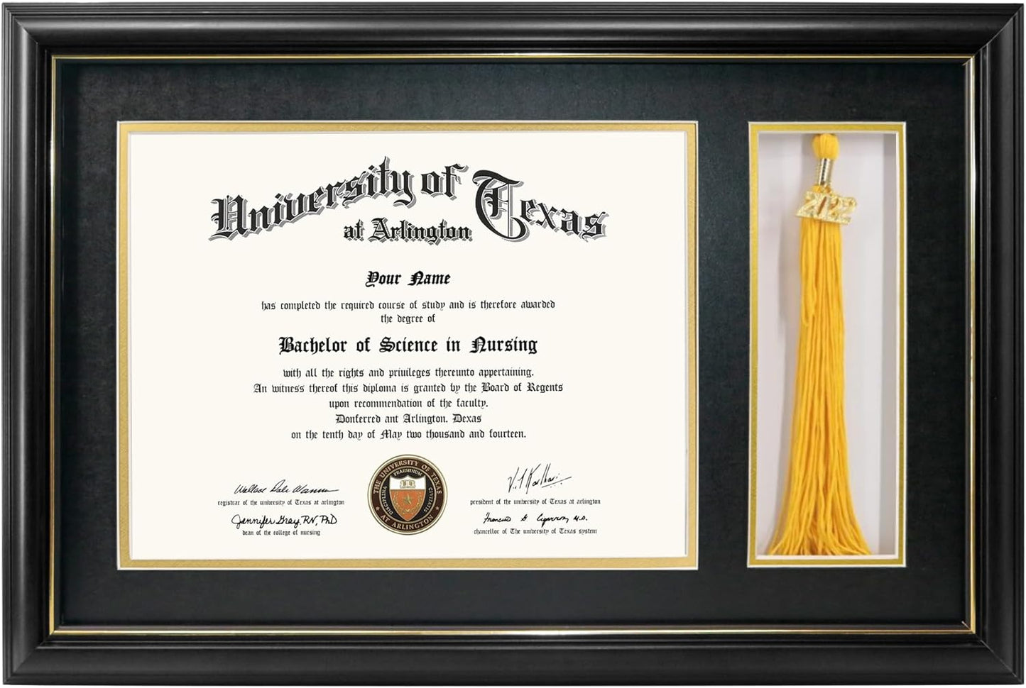 GraduationMall 11x17 Black Wood Diploma Frame with Tassel Holder