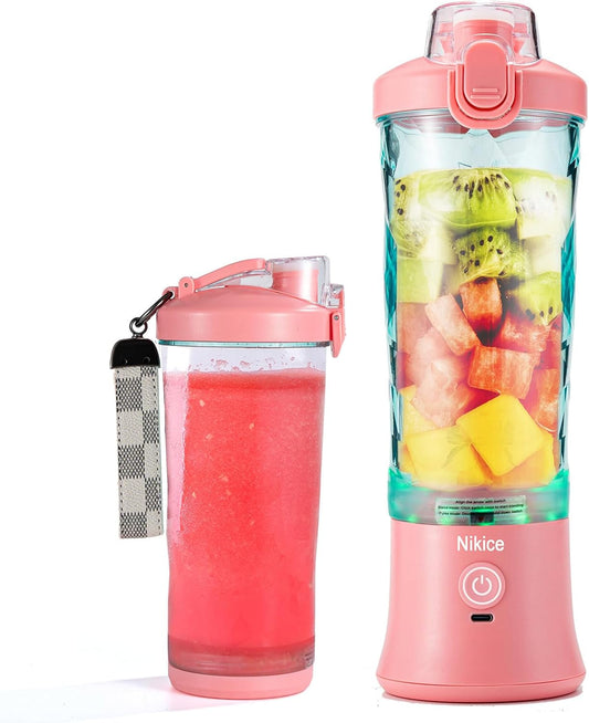 Portable Pink Blender Crushes Ice - 20oz Cup