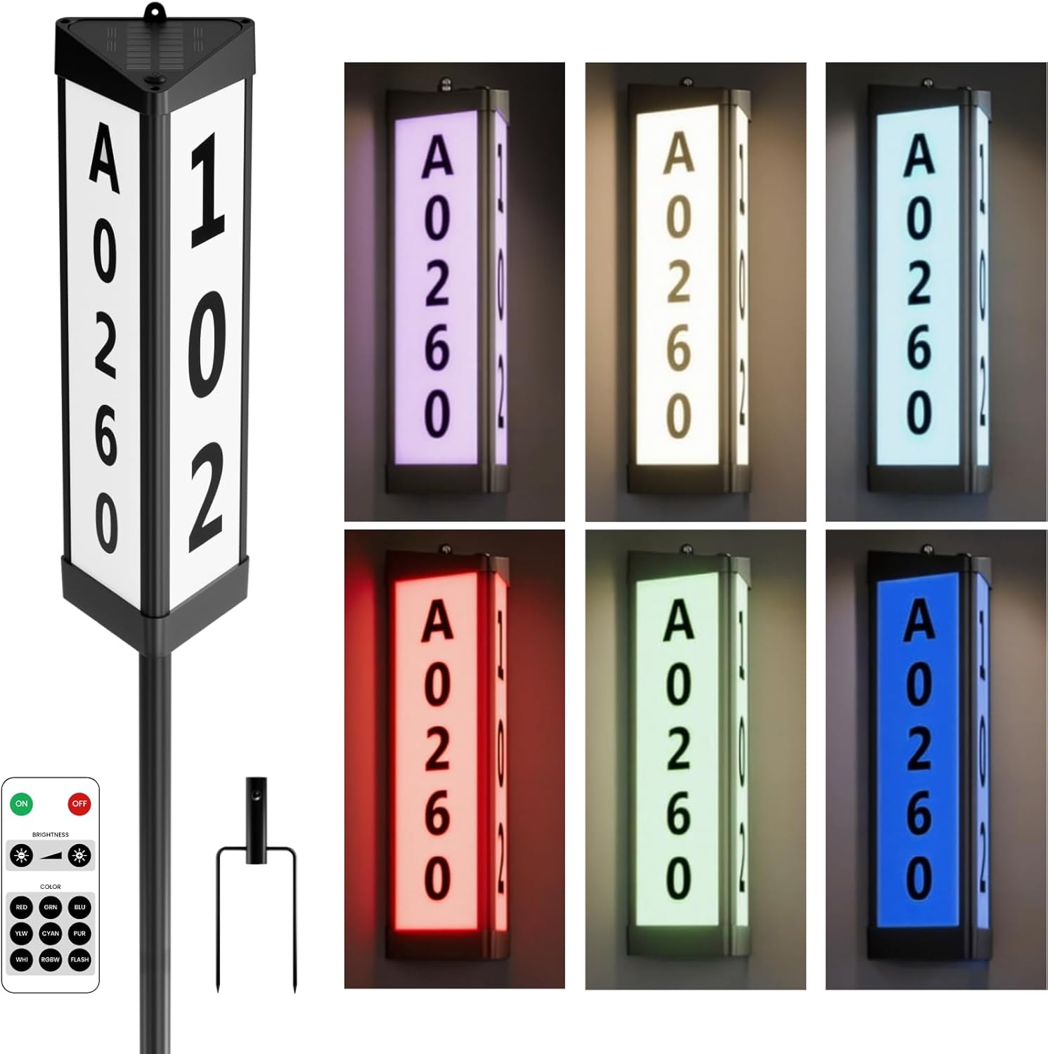 Solar Address Sign with 3-Sided Glow for Enhanced Visibility