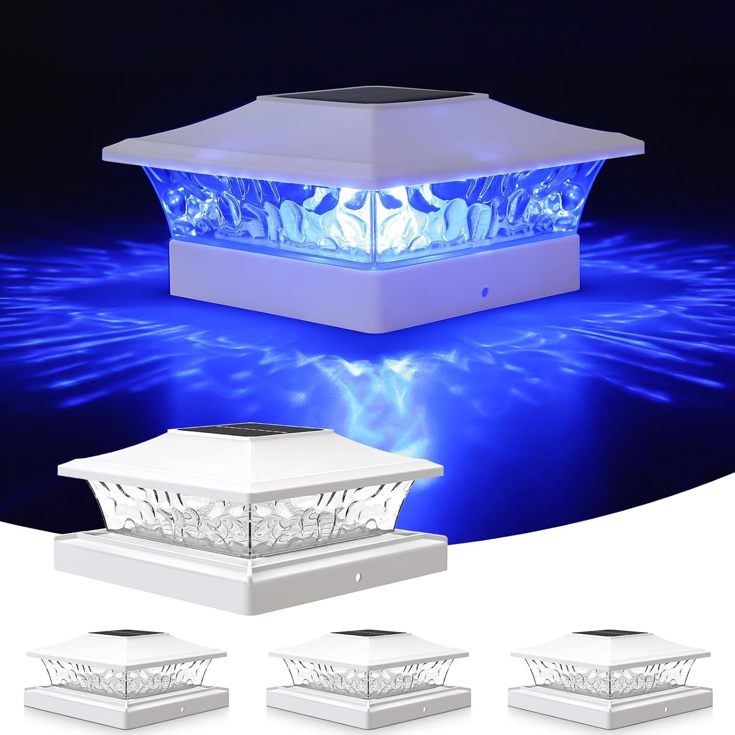 VOLISUN Solar Post Cap Light 4Pack: RGB Color Changing Outdoor