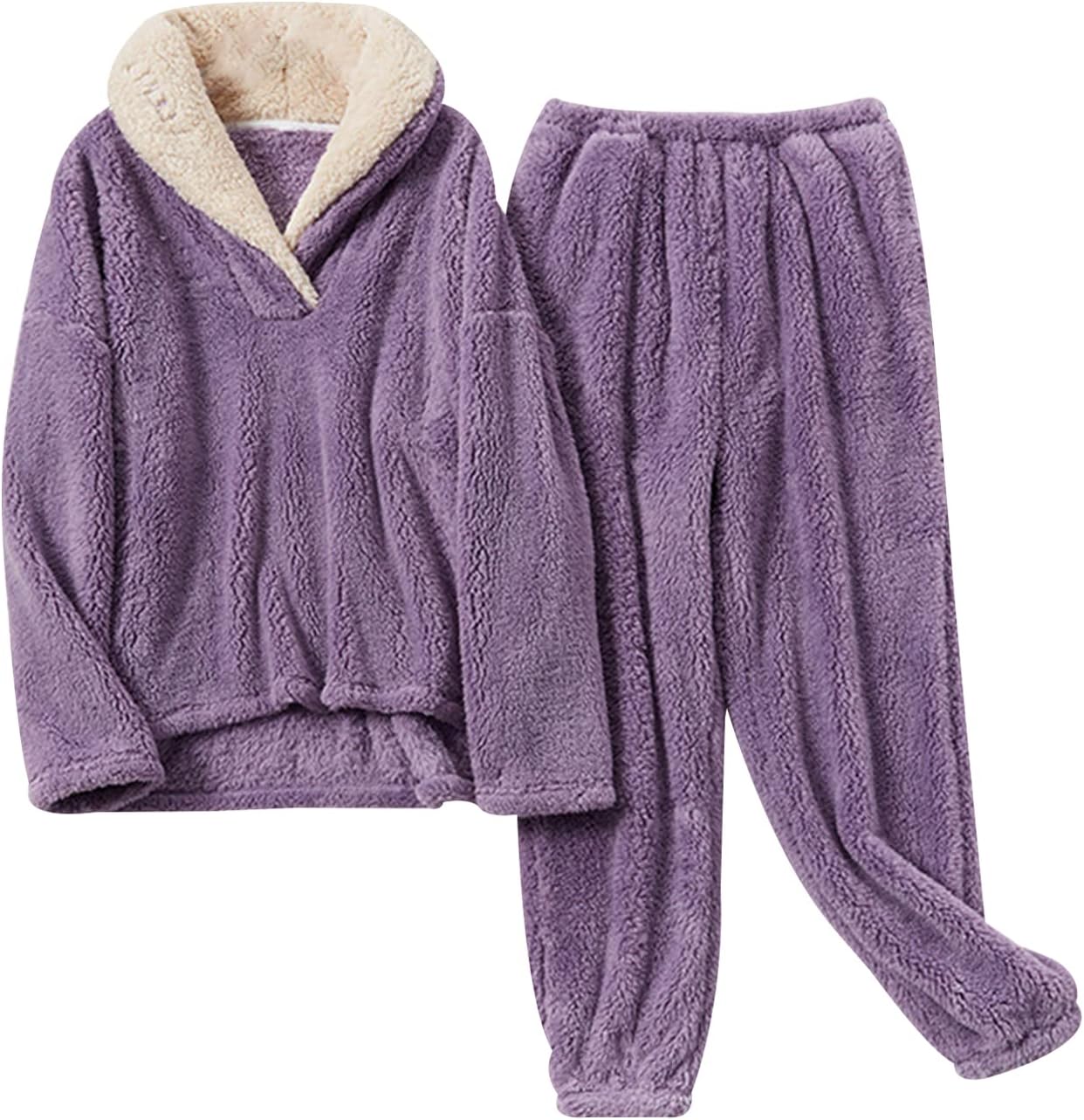 Gihuo Women's Fluffy Pajamas Set for Cozy Winter Nights
