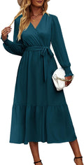Floral Boho Wrap Maxi Dress - Flowy Ruffle V Neck PRETTYGARDEN Formal