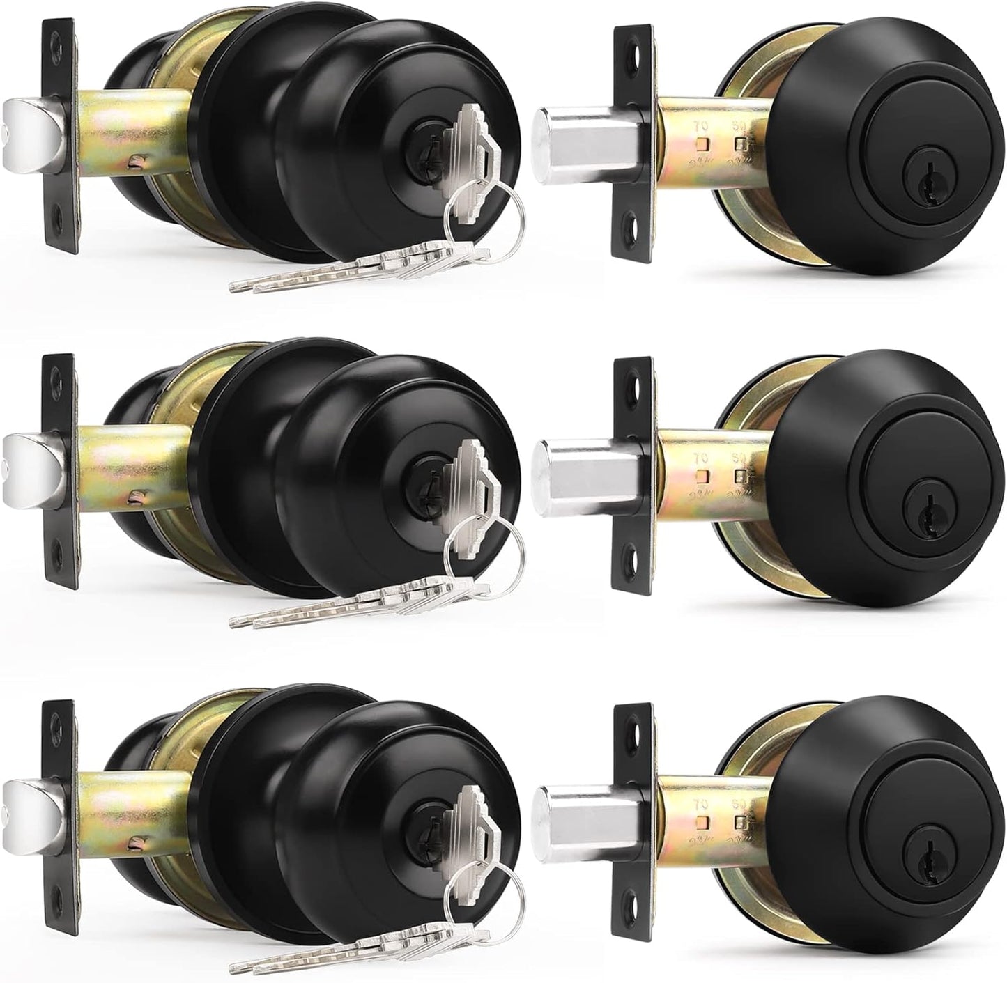Probrico Entry Door Knobs Lock Set with Deadbolt for Security