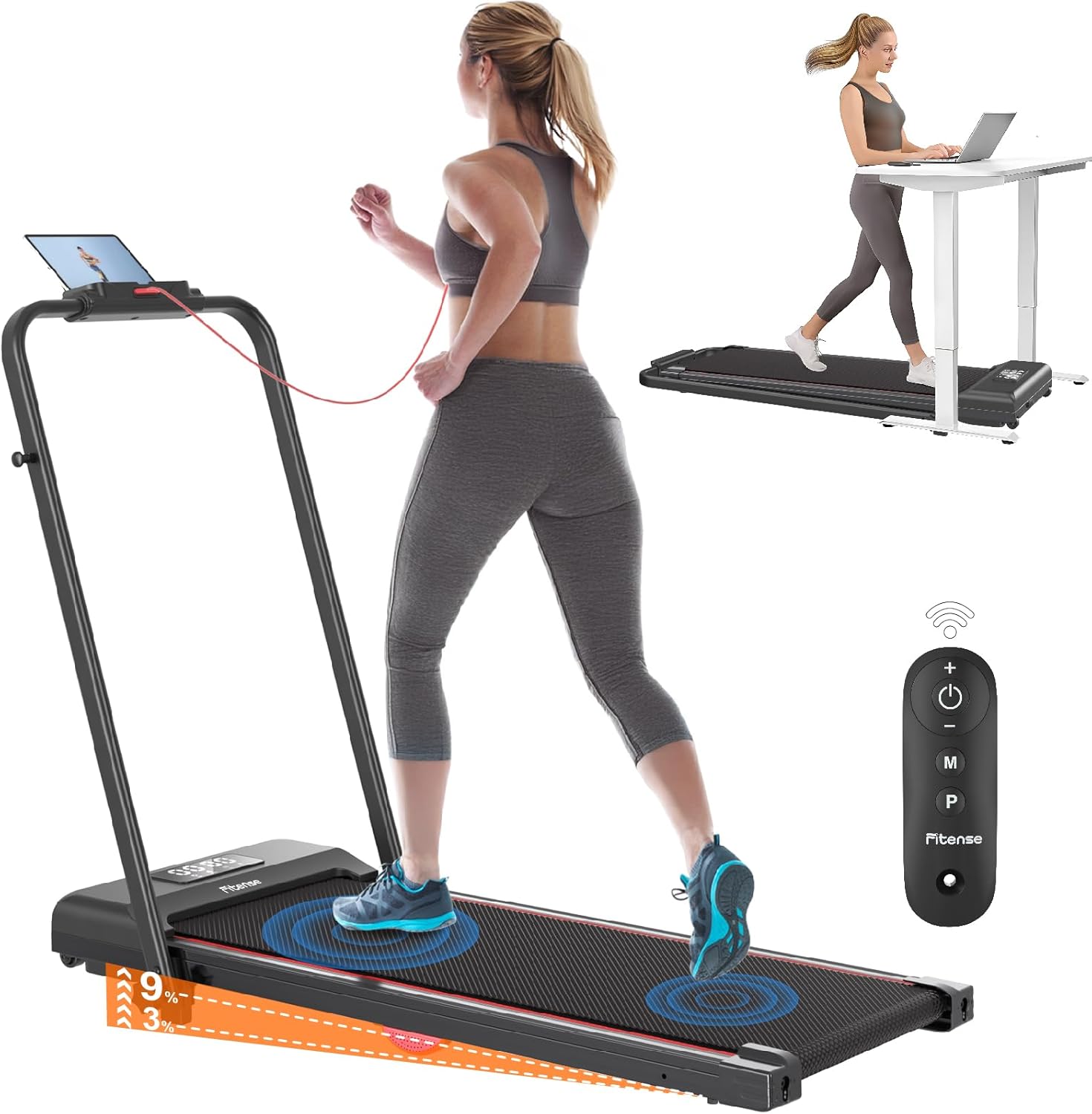 Fitense 2-in-1 Incline Compact Treadmill - Boost Your Home Workouts!