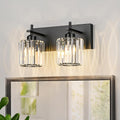 Black Crystal Bathroom Vanity Lights 2-Lights Modern Wall Sconce