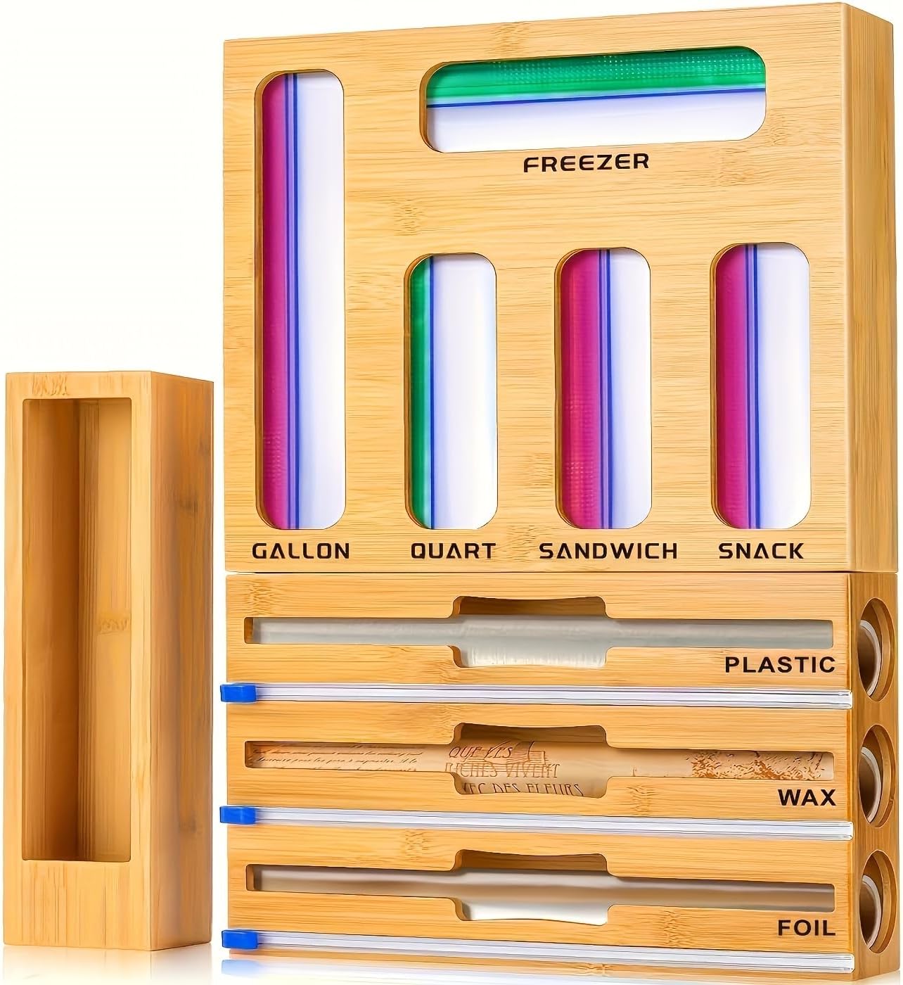 9-in-1 Shatterproof Square Bamboo Storage Box for Kitchen