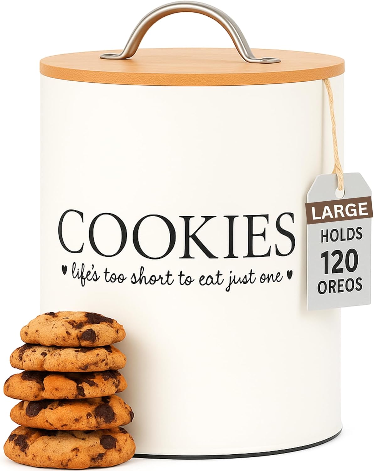 D'Lifeful Cookie Jar with Airtight Bamboo Lid for Freshness