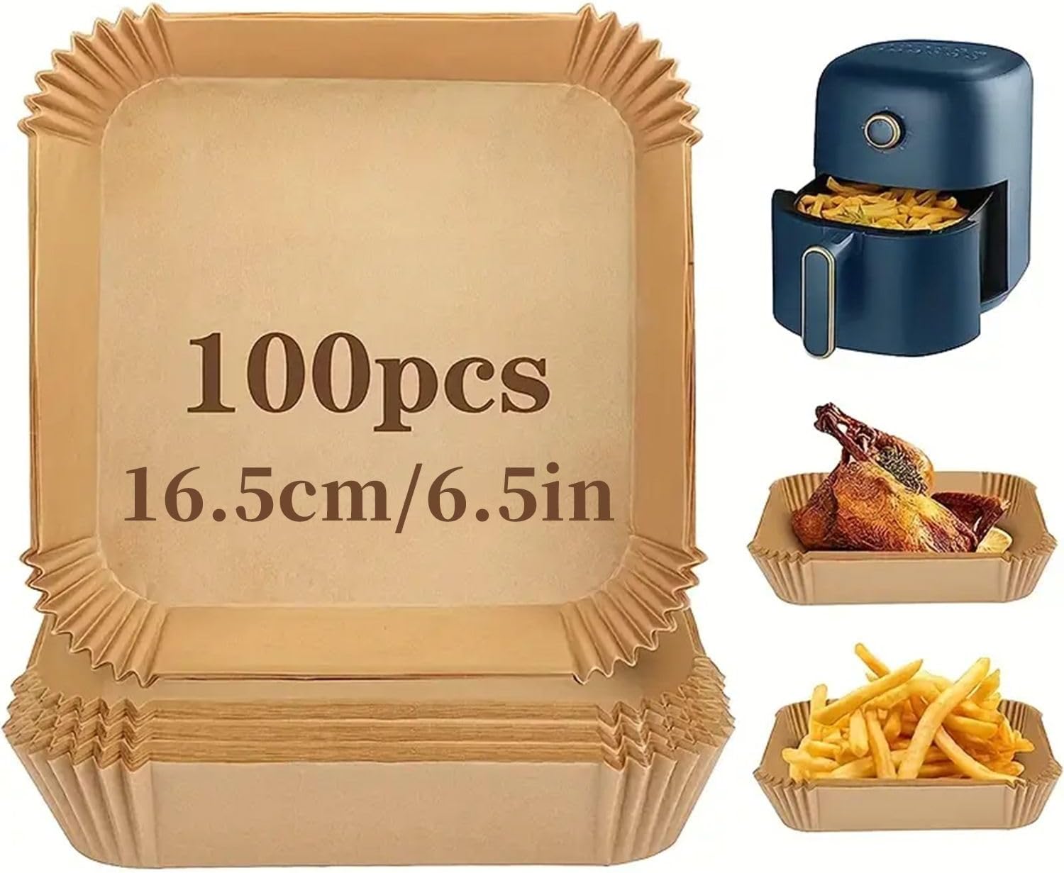JINTIAO Air Fryer Liners 100PCS - Oil-proof & Non-Stick 8x8