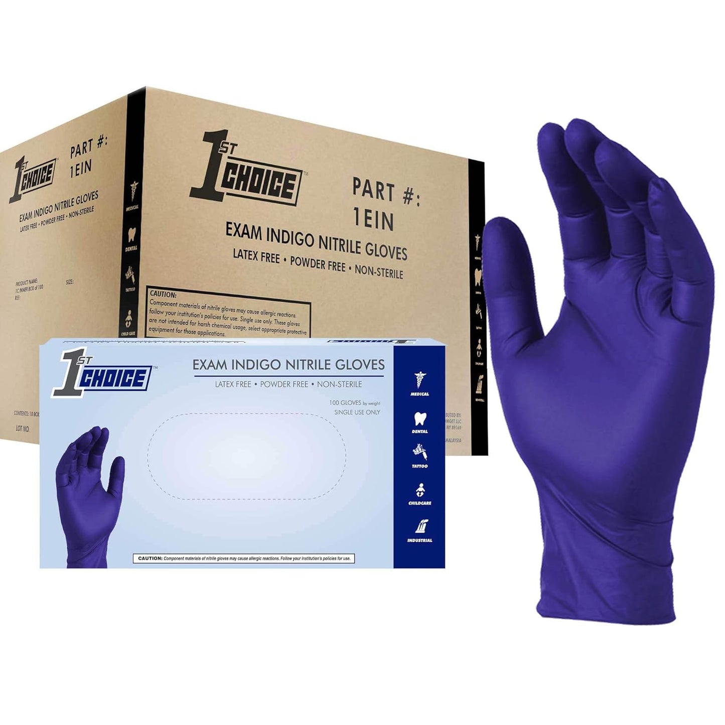 1st Choice Small Nitrile Gloves - Disposable, Latex Free, 3 Mil