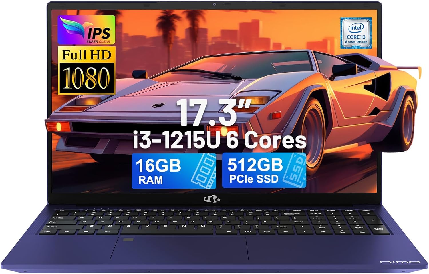 NIMO 17.3 FHD Laptop with Intel i3-1215U and 16GB RAM