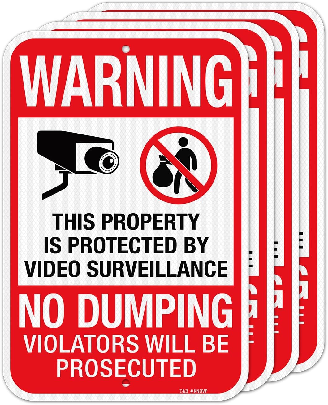 Large No Dumping Signs - Property Protected By Video Surveillance