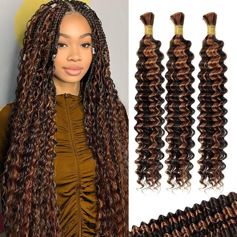 12A P4/30 Dark and Light Brown Human Braiding Hair for Boho
