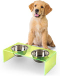 Modern Acrylic Elevated Pet Feeder with Stainless Steel Bowls