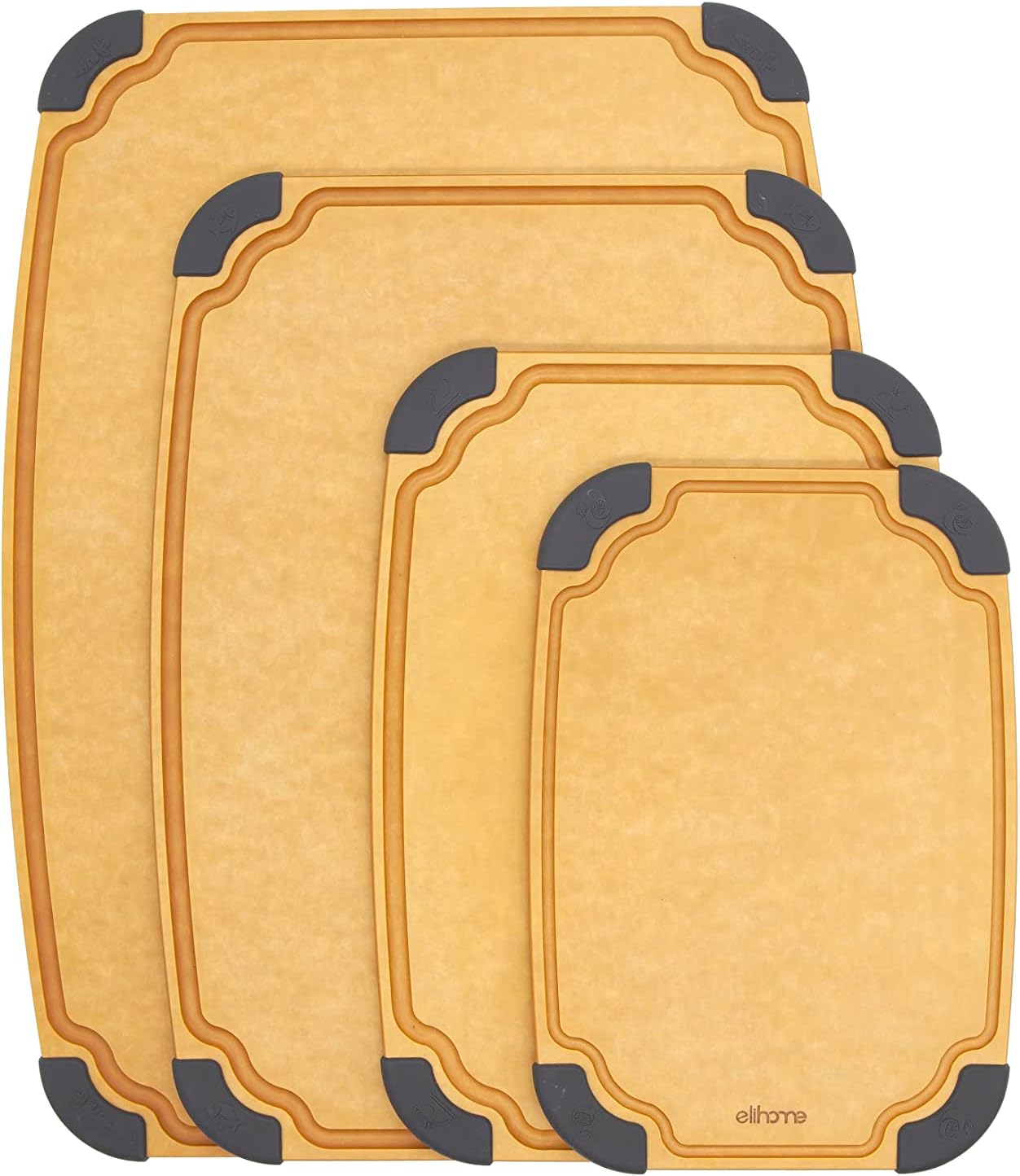 Elihome Essential Series 4-in-1 Cutting Board Set for Kitchen