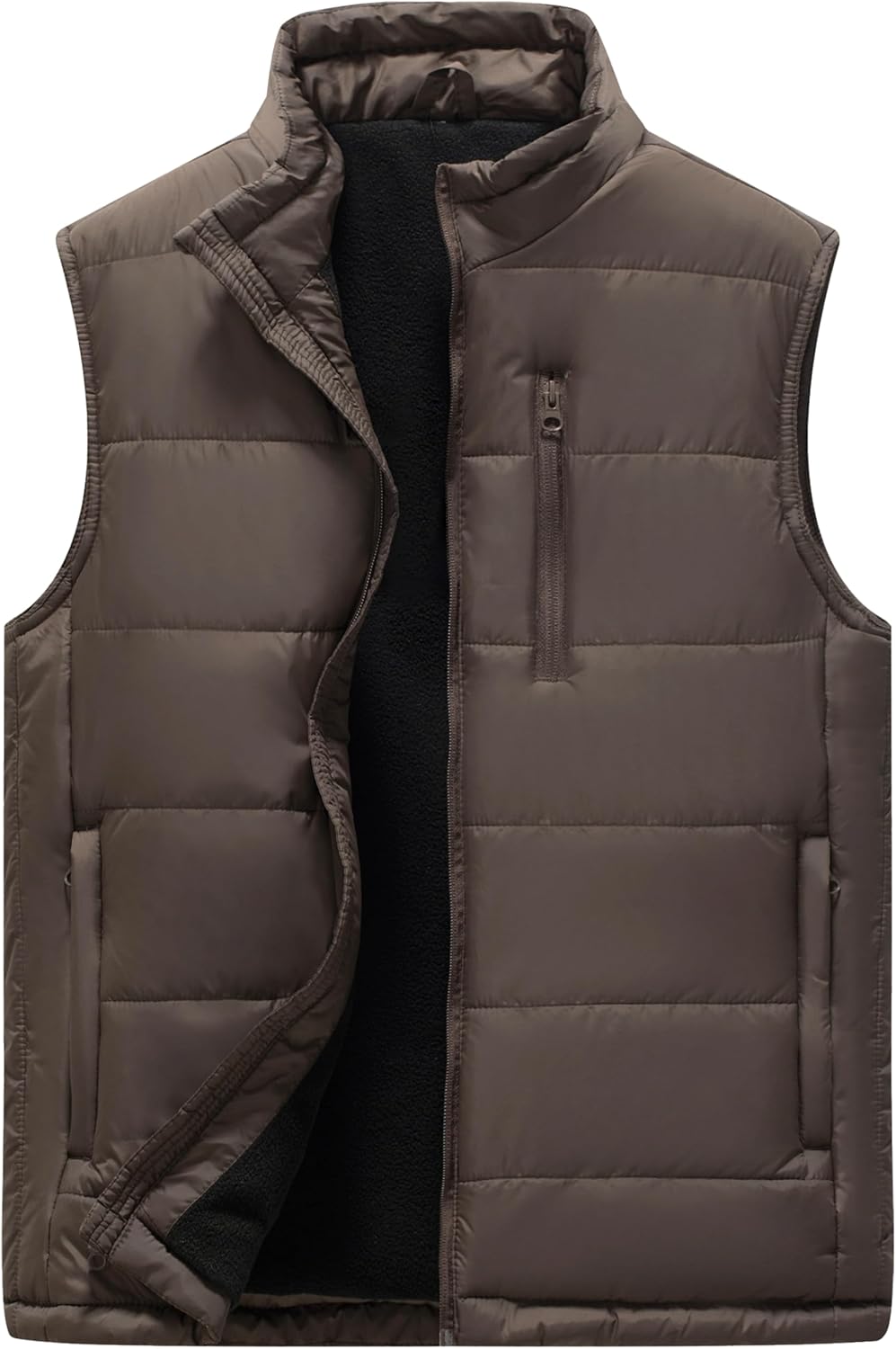 Vcansion Men's Outdoor Stand Collar Fleece Jacket Vest for Comfort