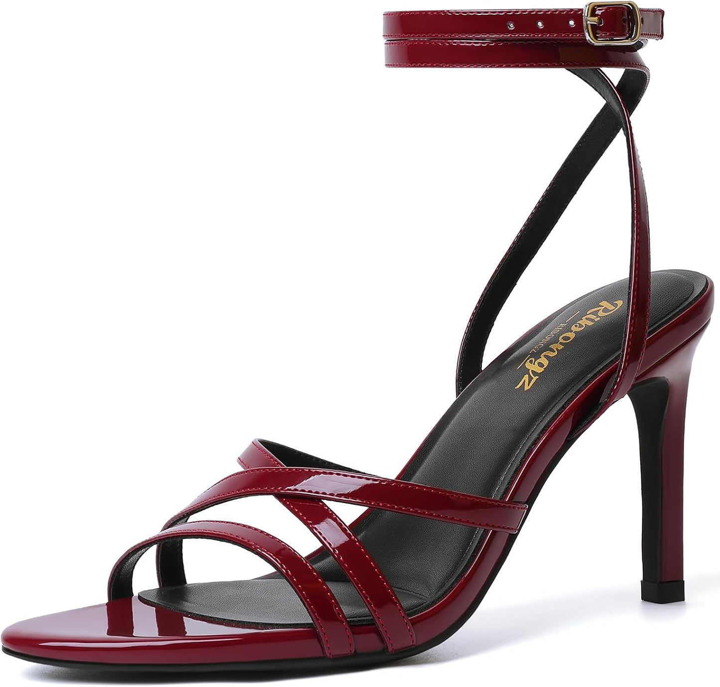 Elegant Burgundy Strappy Stiletto Kitten Heels for Women