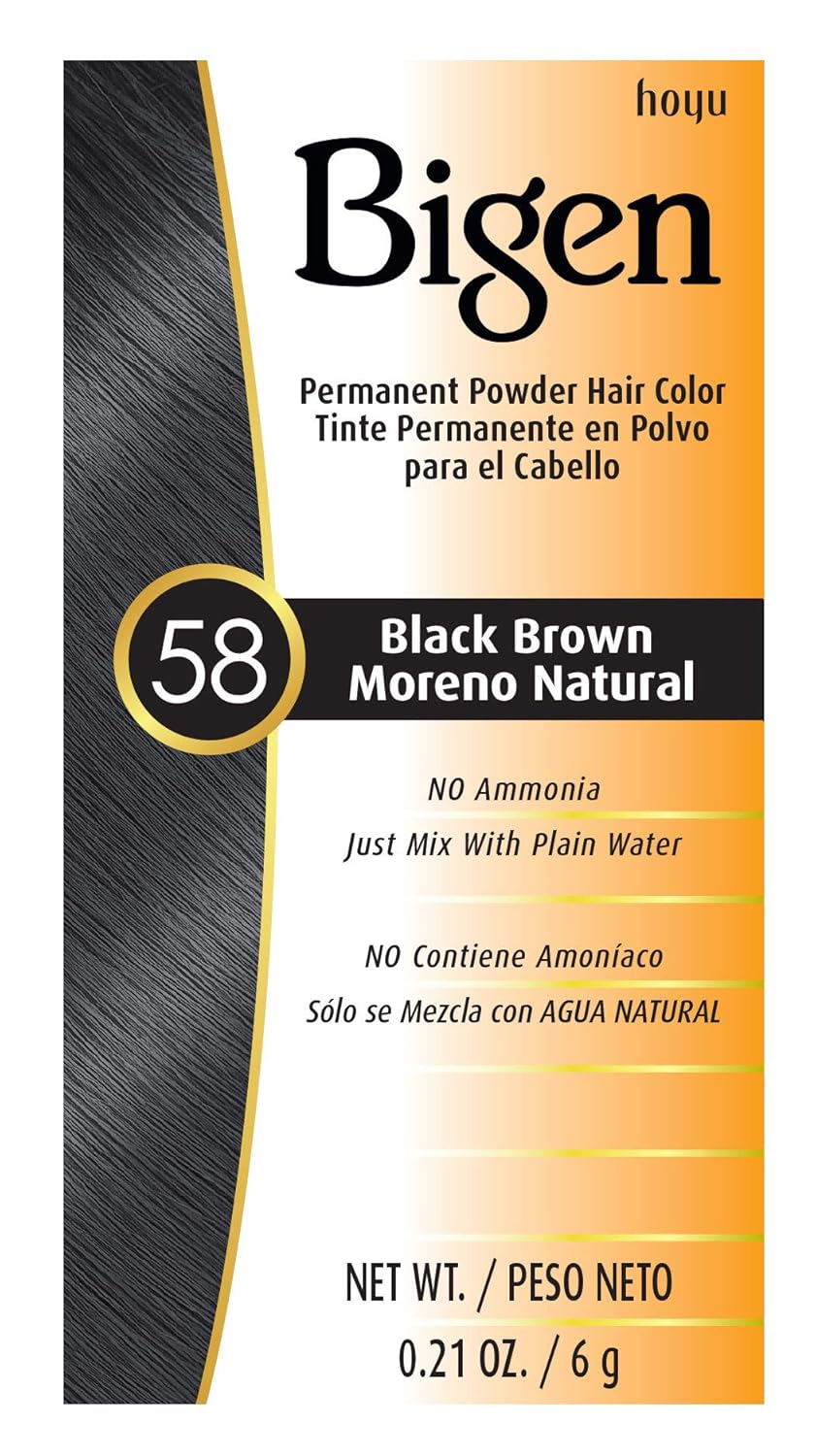 Bigen Permanent Powder #58 Black Brown for Excellent Gray Coverage