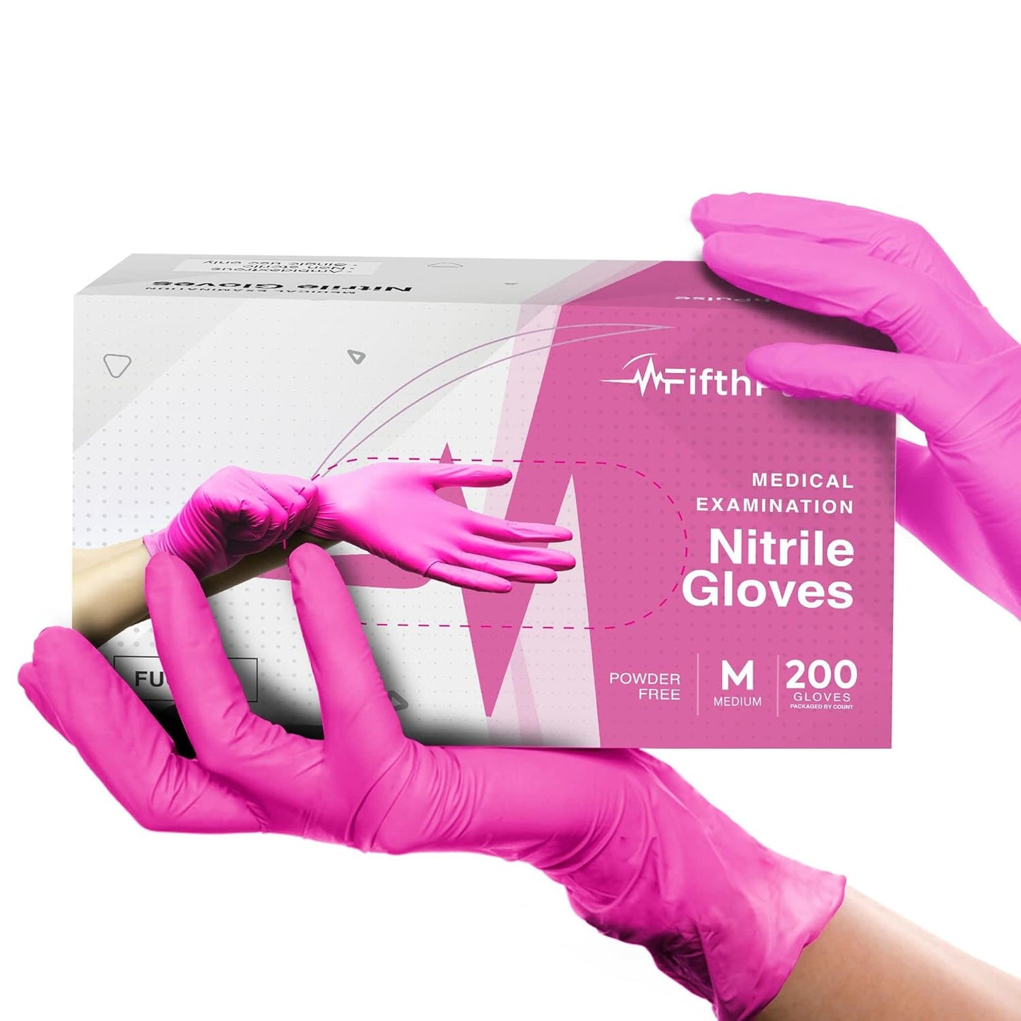 Fuchsia Nitrile Gloves - 200 Count - Powder & Latex Free - Medium