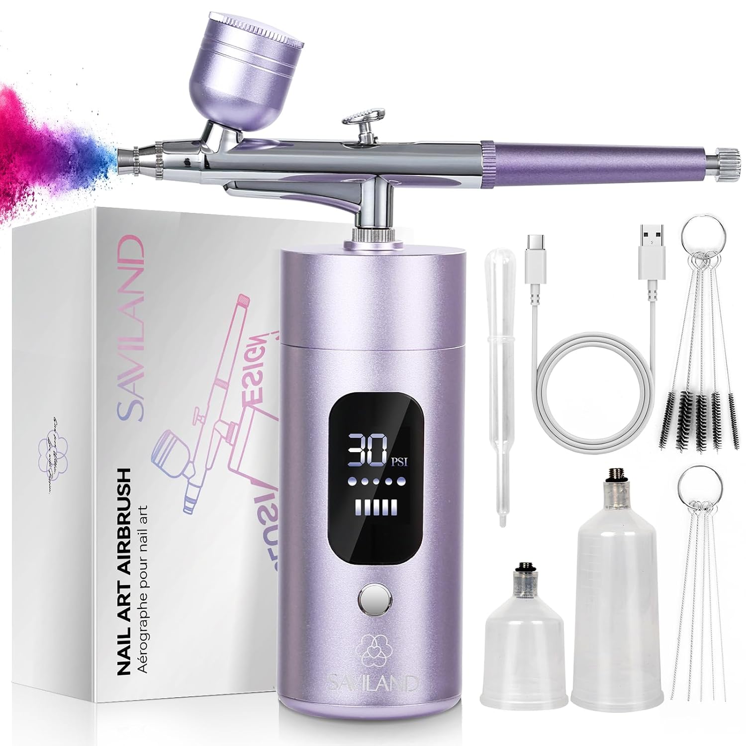 SAVILAND Advanced AirBrush Kit for Perfect Nail Art Designs