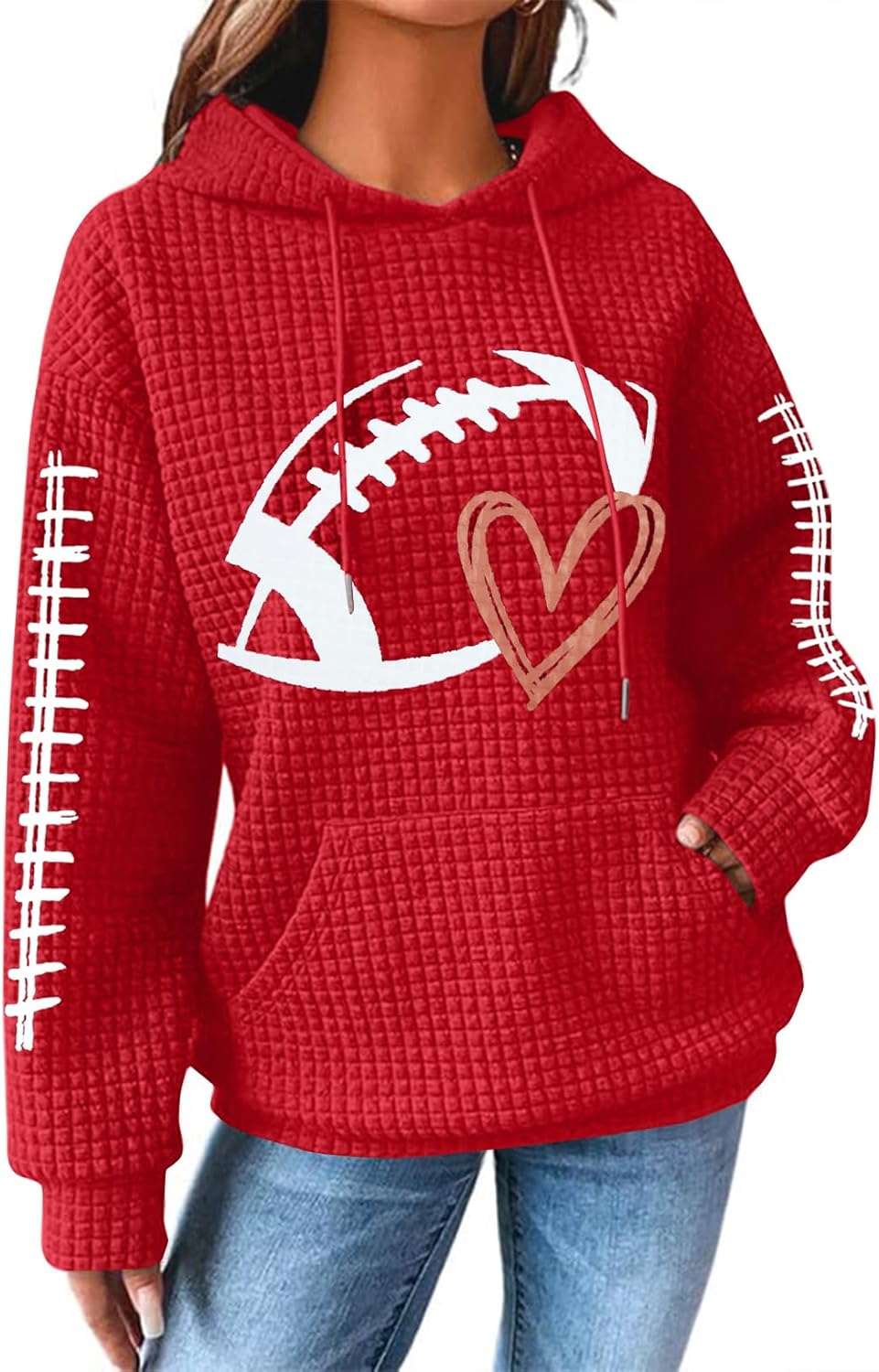 Game Day Hooded Sweatshirt Women Funny Football Graphic Shirt