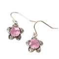 Handmade Bloom Once More Earrings - Recycled Pink Depression Glass