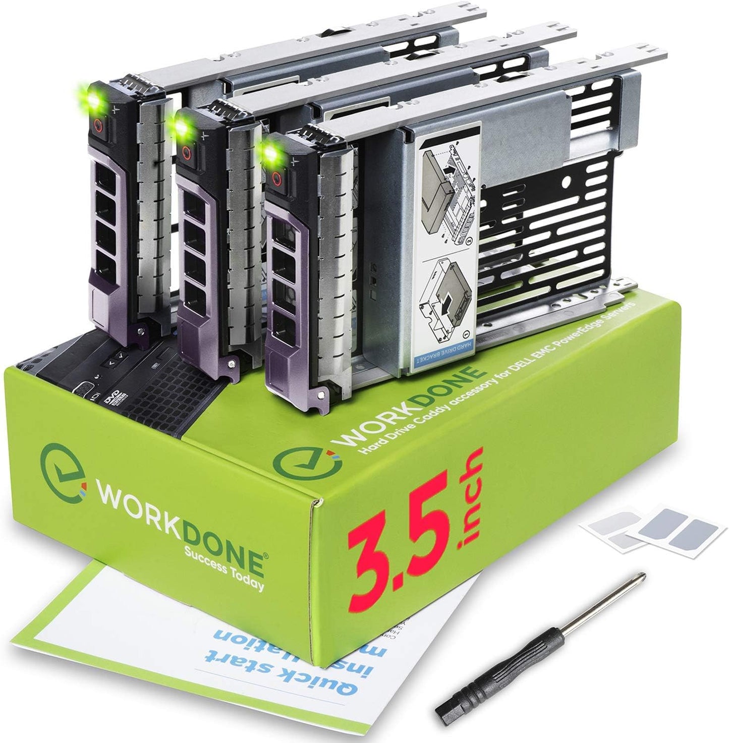 WORKDONE 3-Pack 3.5 inch Hard Drive Caddy for Dell Servers