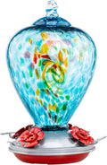 Hummingbird Feeders for Outdoors Hanging - 34 oz Blown Glass